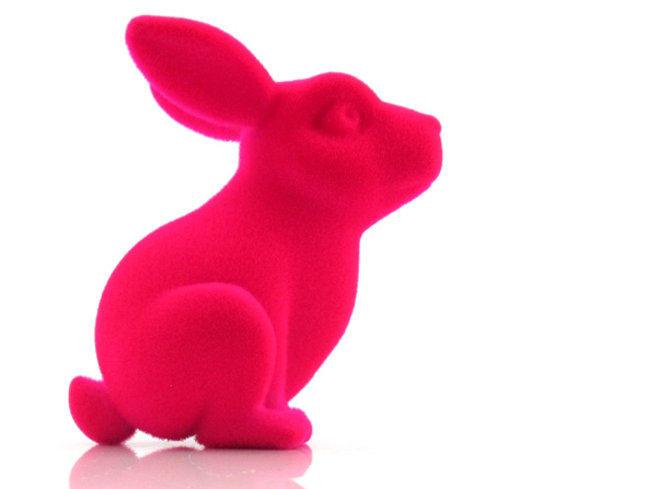 A pink bunny with velvet finish 