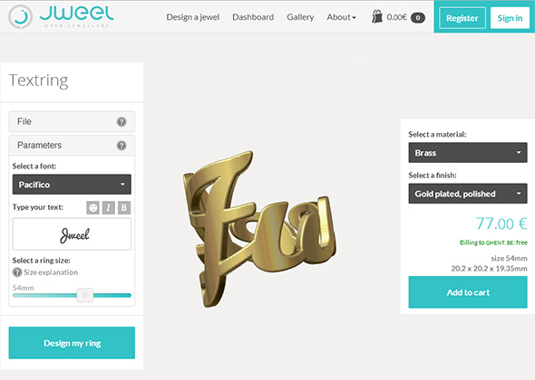 Jweel 3d printed jewelry app