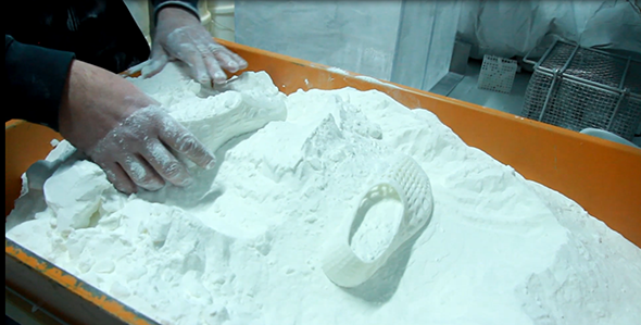 Rubber like is produced with "powder-based" 3D printers