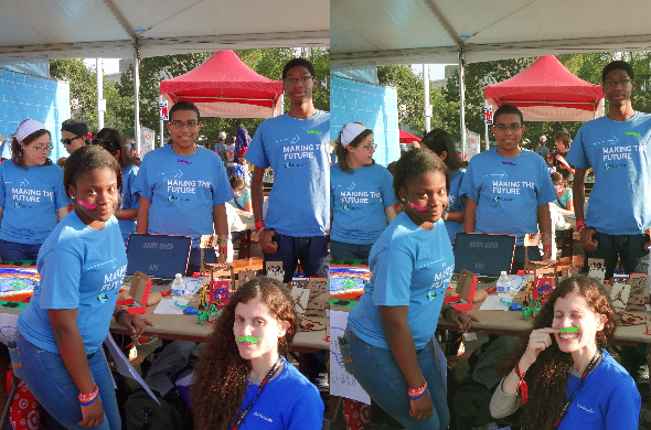 New York Maker Faire 2014: Making the Future group photo. They are a group of New York teenagers and young adults.