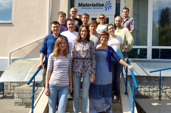 Photo of the Programmers and Engineers from the Materialise Kiev Team! They include men and women.