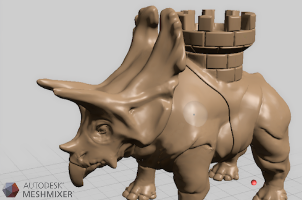 A brown dinosaur sculpt made on Autodesk Meshmixer