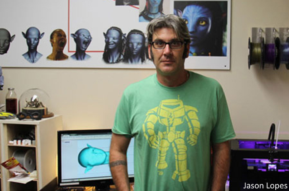 Photo of 2014 Paris 3D Printshow Speaker Jason Lopes of Legacy Effects, standing inside his animation studio.