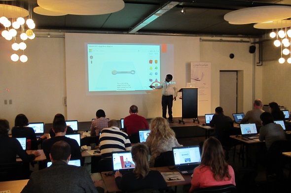 In our Tinkercad workshop, instructor Deepak is teaching how to get started with 3D modeling.