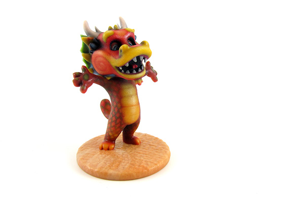 3D printed multicolor red dragon by Toyze, inspired by Chinese red dragon