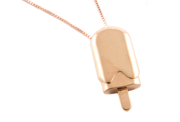 Ice Cream Pendant by Bert de Niel in Red Gold Plated Brass