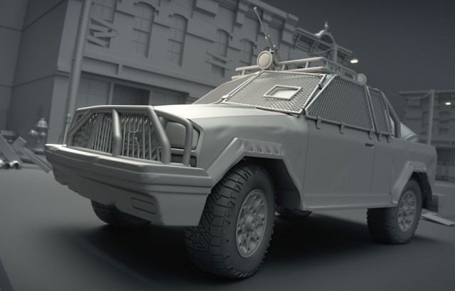 Modelo 3D de un vehículo militar creado por Jonathan Williamson