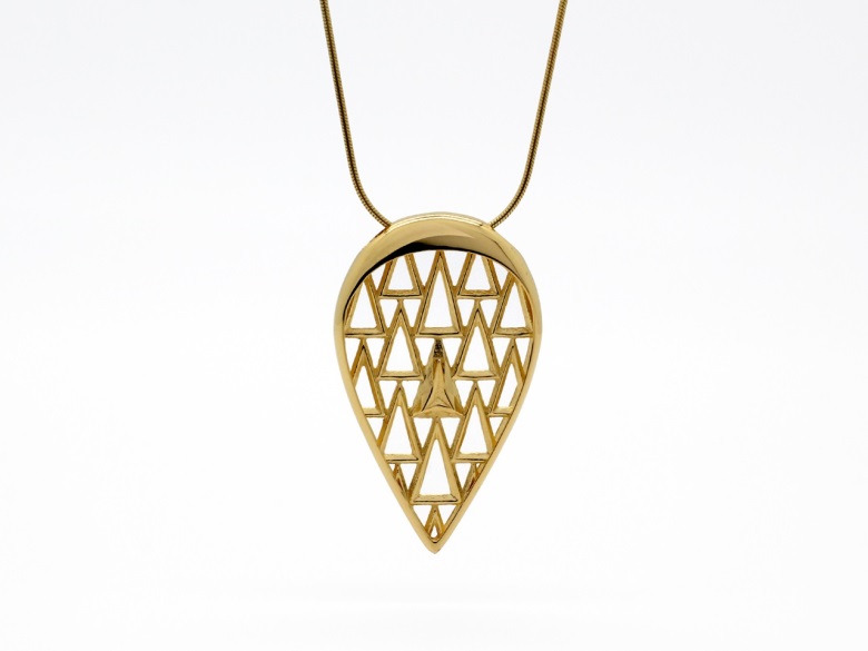 Triangles in Teardrop Necklace, Desmond Chan, Art Nouveau Jewelry, Vulcan Jewelry