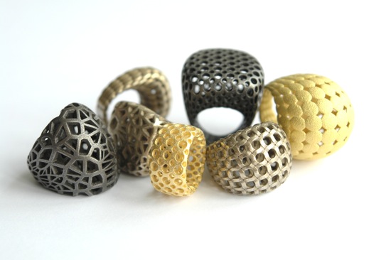 steel, brass, bronze, silver 3d printed rings