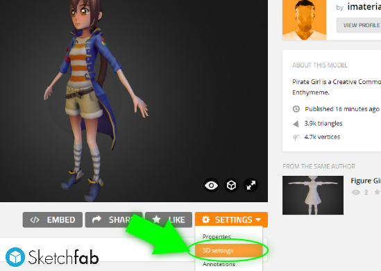 upload sketchfab models to facebook