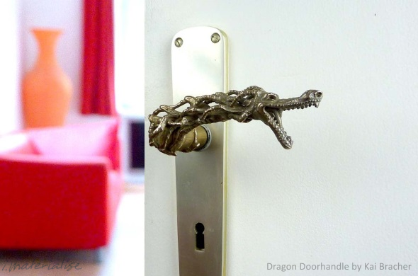 A 3D printed door handle Dragon by Kai Bracher.