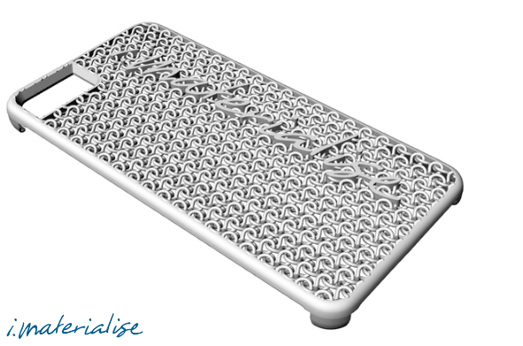 A render of the iPhone6 3D printable STL file case made by i.materialise