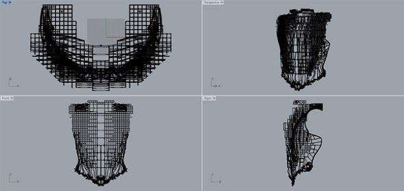 He then started to create a 3D model of the armor with the modeling software Rhino. He came across Rhino when he was struggling to make more organic and precise models but found himself limited by his previous software packages: “Rhino is great for beginners as well as advanced users since its interface is clearly structured. When modeling for 3D printing, it is crucial that the final model is watertight solid – the Boolean operation in Rhino works great for this.”