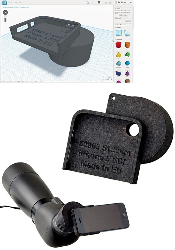 A 3D printed iPhone adapter for a telescope