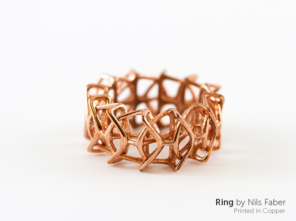 a ring printed on a copper 3d printer