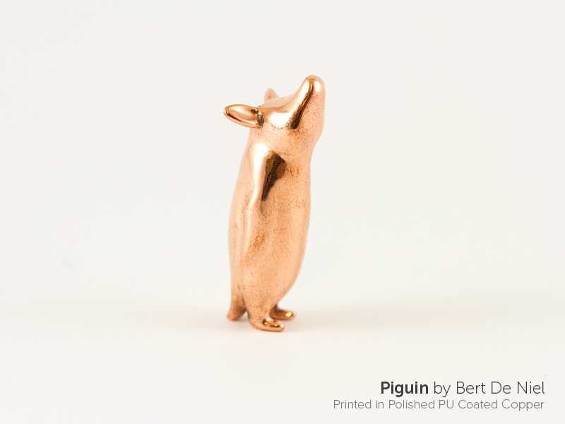 piguin by bert de niel 3D printed in copper