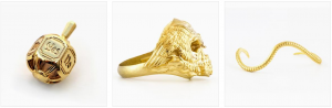 Brass 3D prints with yellow gold-plated polish