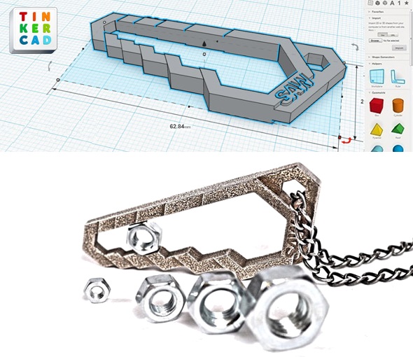 This 'saw wrench' was designed by Pekka Salokannel in Tinkercad.