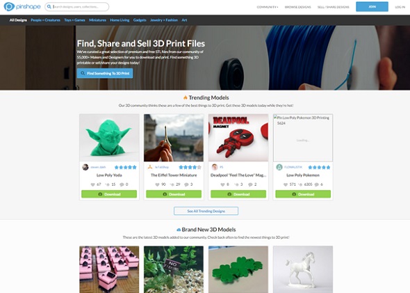Pinshape is a popular database for 3D printables files.