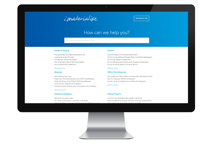 i.materialise Launches New Help Center for Most Popular Questions About 3D Printing Services
