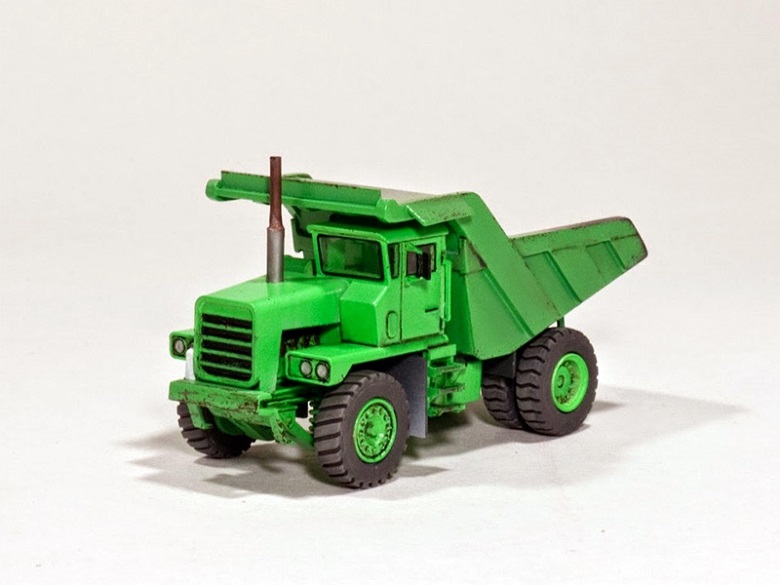 Dump Truck by Jens. 3D Printed in Gray Resin and Hand Painted.