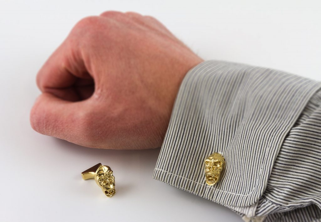 Gorilla cufflinks in untreated brass