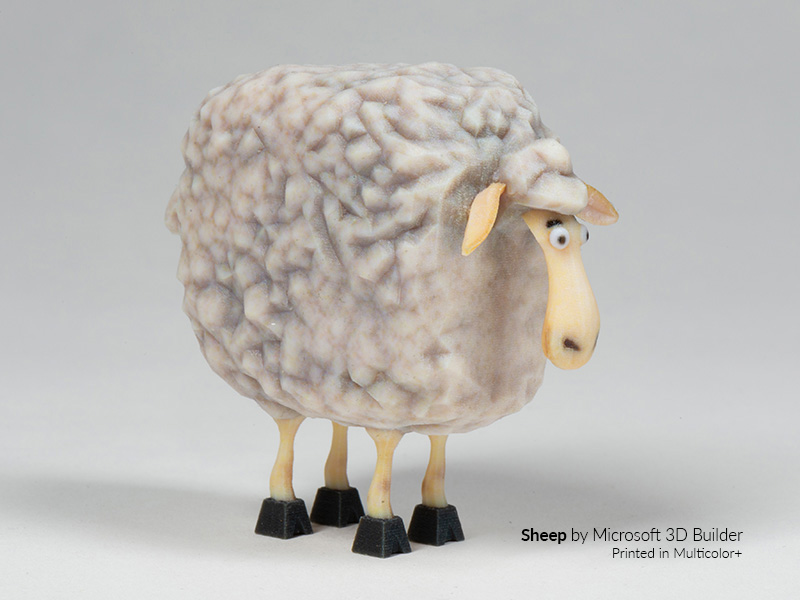 3d-printed multicolor + sheep figurine