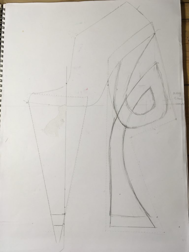 First sketches for the 3D-printed shoes 