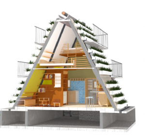 Concept design for the Tridealhouse project, a sustainable house for urban families living in poverty