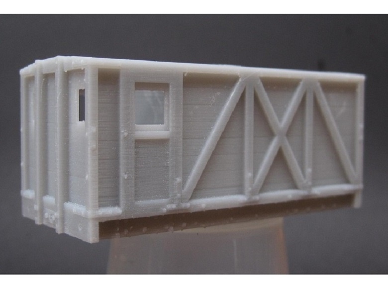 NSR Breakdown Train Brake Van in 4mm scale printed by i-materialise in Gray Resin