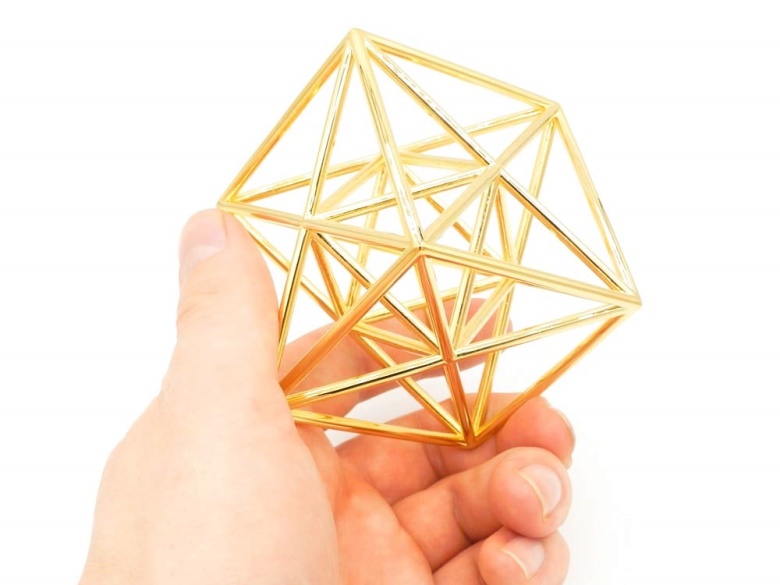 Metatron Cube - 60mm - Gold Plated Brass