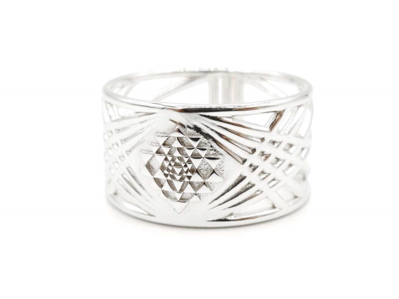 Shree Yantra ring, 925 Handmade Silver, sri yantra symbol silver ring,