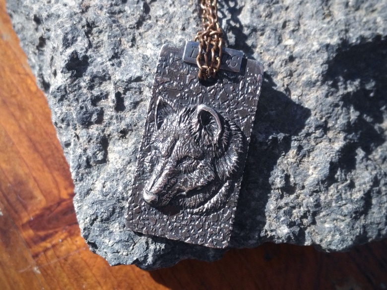 Silver wolf Dog Tag