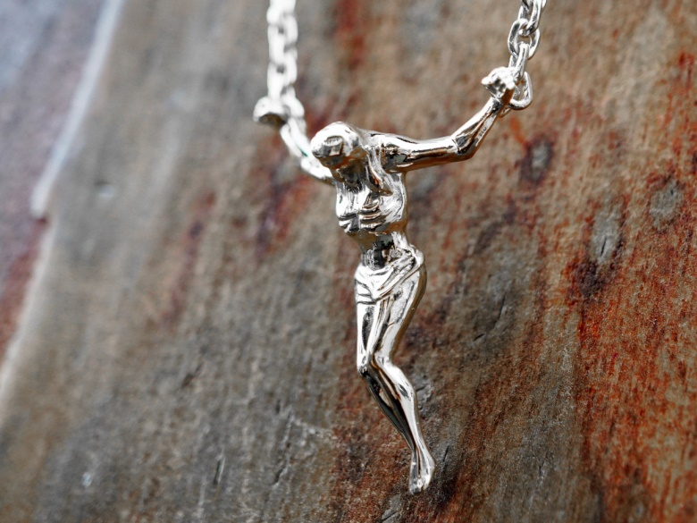 floating jesus pendant, Christ Crucifix, Crucifix Necklace, Christ Saint John necklace, Cross Sculpture, vulcan jewelry