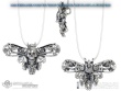 Death's Head Hawkmoth Human Skull and Bone Memento Mori Gothic Pendant Halloween Valentine's Witch Necklace Jewelry