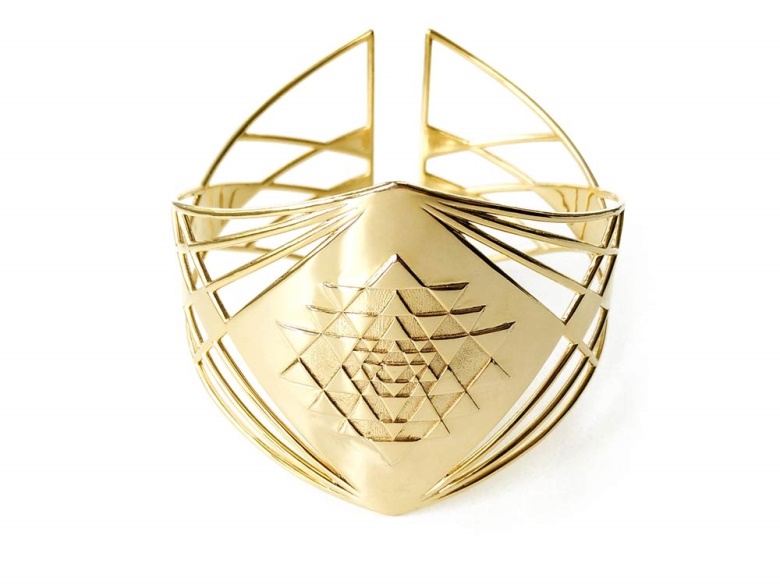 Sri Yantra Ring Stainless Steel Sacred Geometry Golden Proportion Band