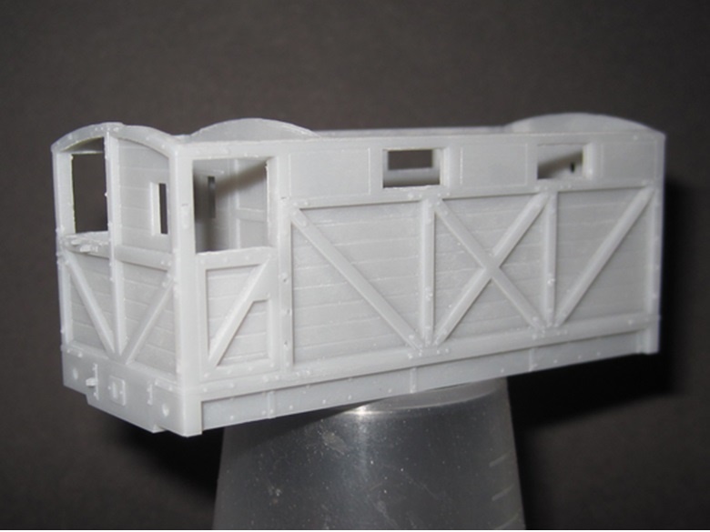 NSR 20 ton brake van printed in 4mm scale by i-materialise in Gray Resin