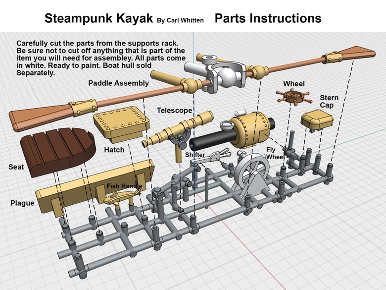 Steampunk Kayak Deck Parts B. Hull sold separately.