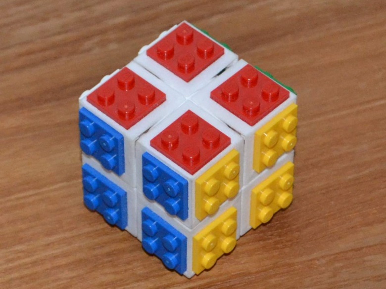 Cube with LegoTM bricks attached